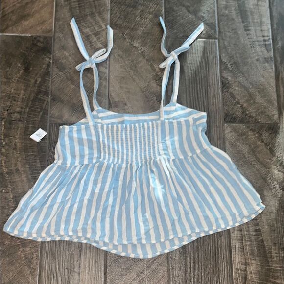NWT Blue and White Striped Sleeveless Top w/ ties - Picture 3 of 3
